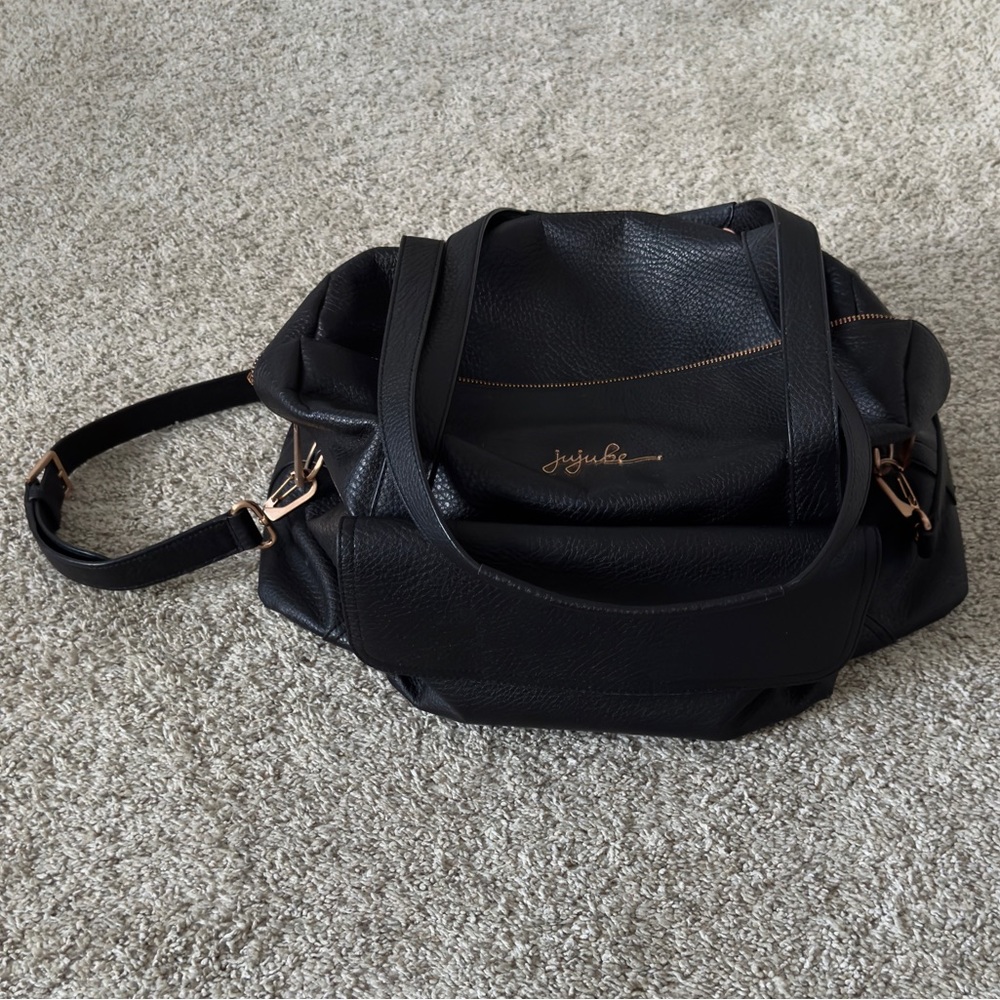 Jujube Wherever Weekender black vegan leather diaper bag - Picture 4 of 16